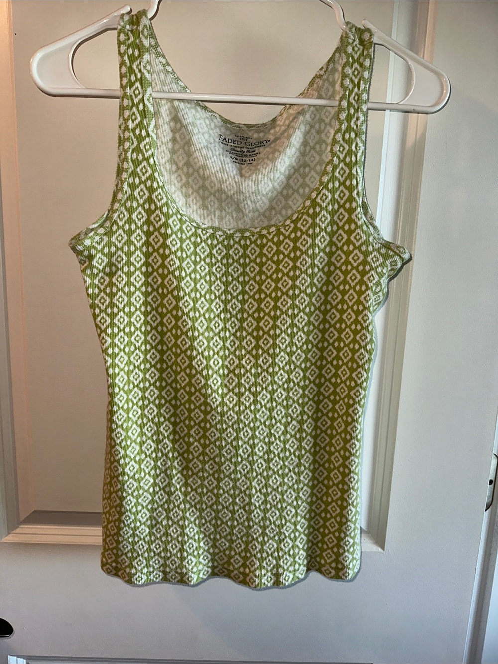 Faded Glory Lime Green Geometric Scoop Neck Tank